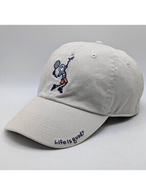 Life Is Good Strap Back Baseball Hat Cap Tennis Player Vintage Y2K Happy Dad VTG